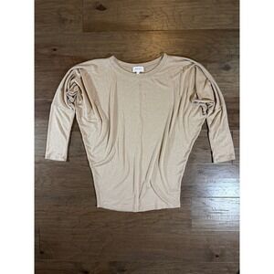 Korye Womens Tan Beige Batwing Dolman Sleeve Crew Neck Top Size‎ Large 2701